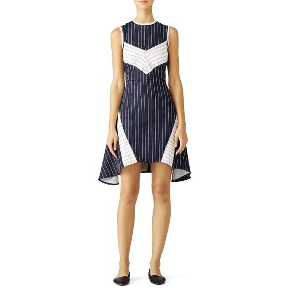 Wai Ming Navy Pinstriped Joy Dress $425 - Picture 3 of 9